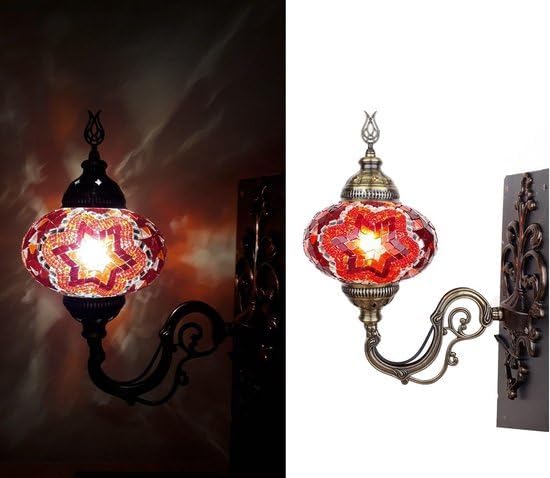 Halay Turkse Wandlamp - Marokkaanse stijl - rood - Oosterse mozaïek - Sfeerverlichting