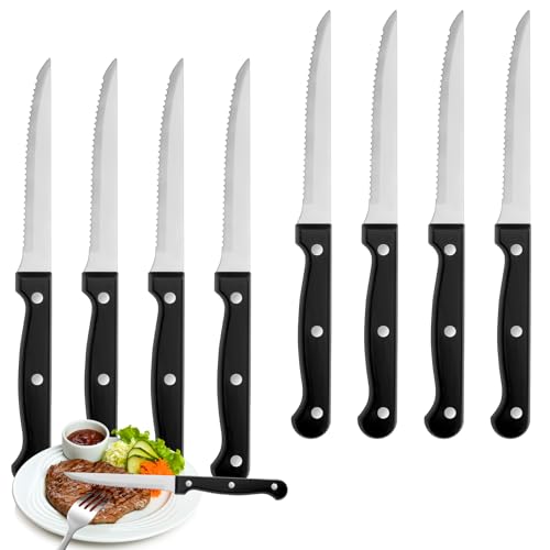 Comparison: Best Budget Steak Knives 8 Steak Knives Set of 8, Sharp Triple Rivet Steak Knife Sets, High-Carbon Stainless Steel Serrated Blades, Ergonomic Handles Serrated Steak Knives, Dinner Knife for Kitchen Restaurant, Dishwasher Safe