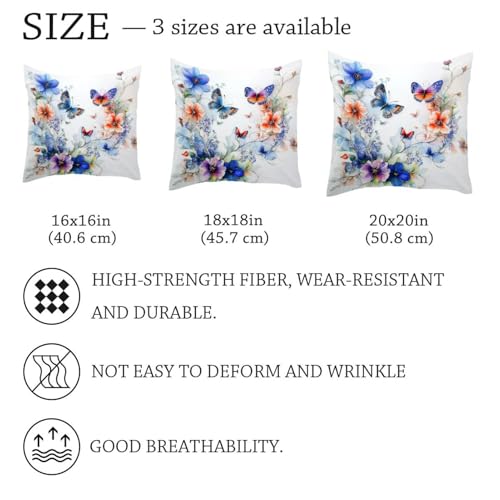 Housse de coussin velours 50x50 cm lot de 2 fleurs et papillon