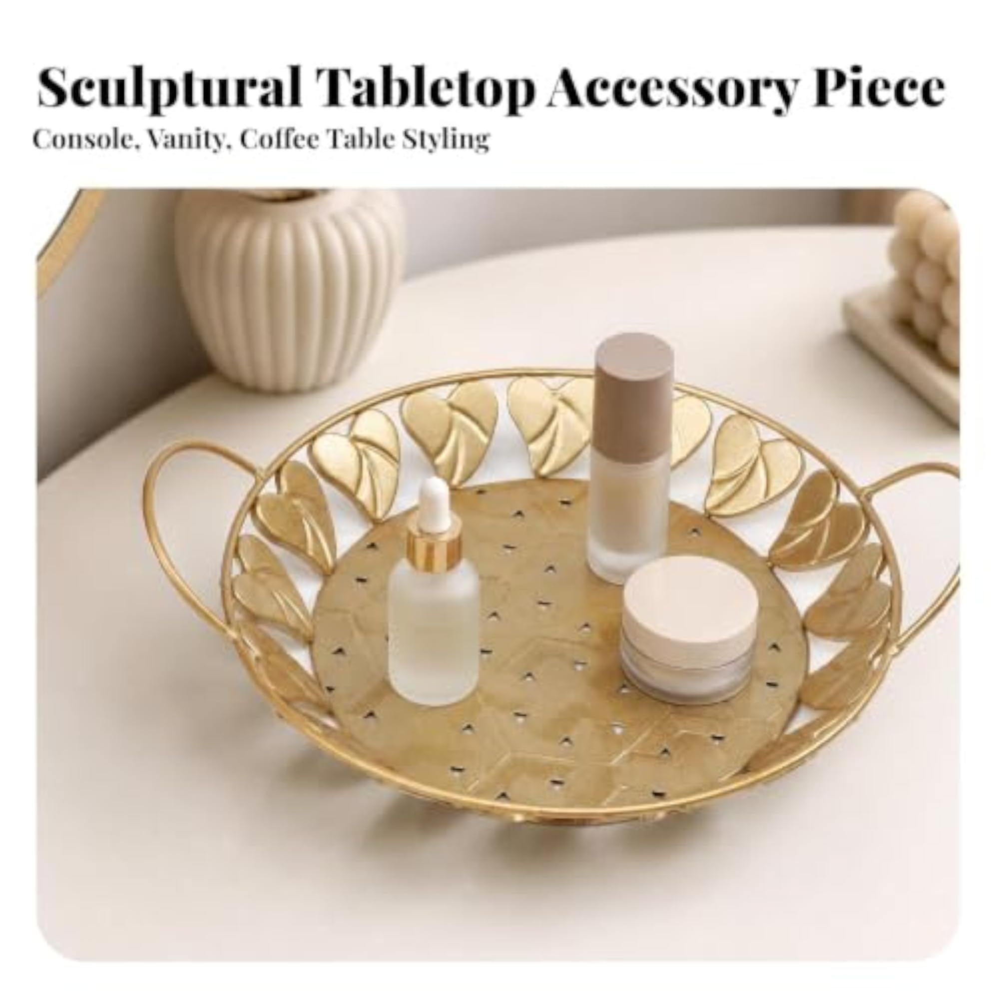 Decorative Round Golden Serving Dish
