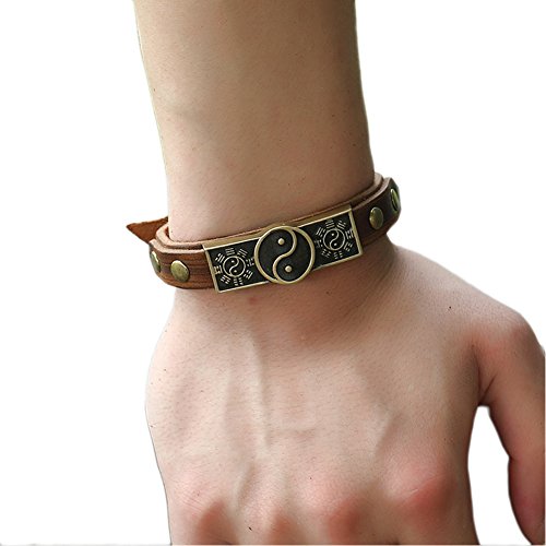 Pulsera de cuero Yin Yang Taiji para hombre miniatura 4