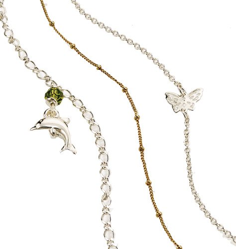 Avon Butterfly and Dolphin 3 Piece Anklet Set