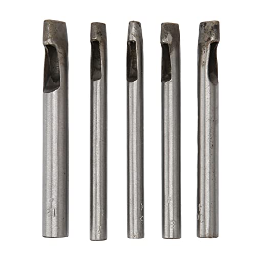 5Pcs Hollow Hole Punch Set, 6mm-12mm Leather Craft Oval Hole Punch Tools Steel Hollow Leather Crafting Hand Punching Tool Kit for Watch Cloth Belt Gaskets
