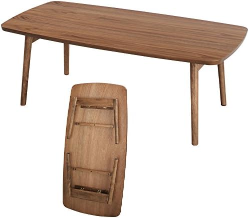 AZUMAYA TAC-229WAL Folding Legs Coffee Center Table, W41.3 x D20.5 x H13.8 Inches, Natural Walnut and Rubber Wood Material, Home and Living, Walnut Wood Color