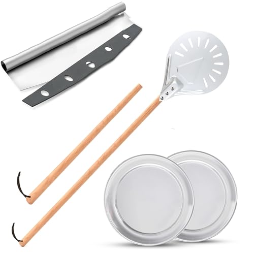 Baker's Best Buddy Pizza Turning Peel 9-Inch Perforated Slider Tool with 2 Wood Handle (30-47 Inches