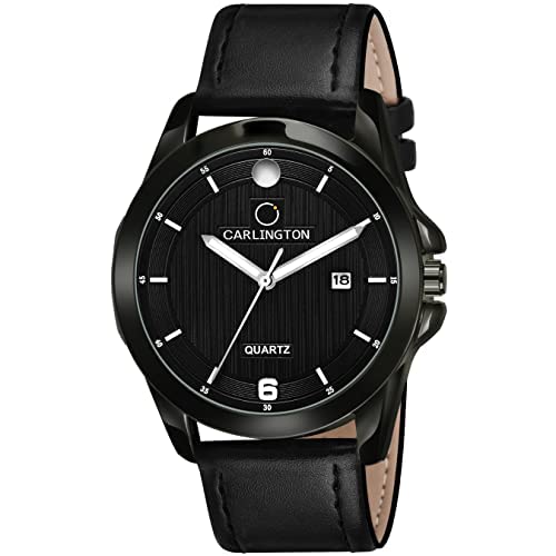 Carlington Analog Mens Wrist Watch with Leather Strap(CT1040 Black) (B09XXH6YBQ) Amazon Price History, Amazon Price Tracker