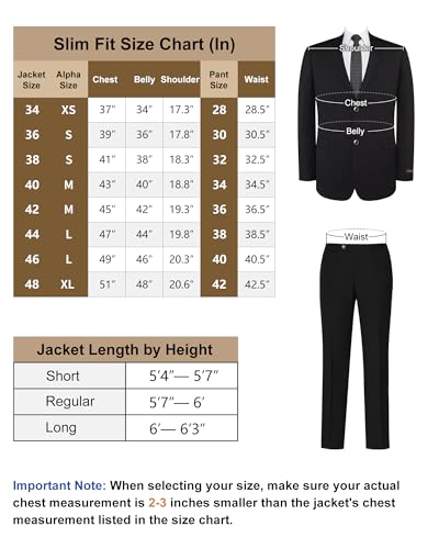 Men's 2 Piece Slim Fit Suit Elegant Two Button Blazer & Pant Set for Business or Wedding2