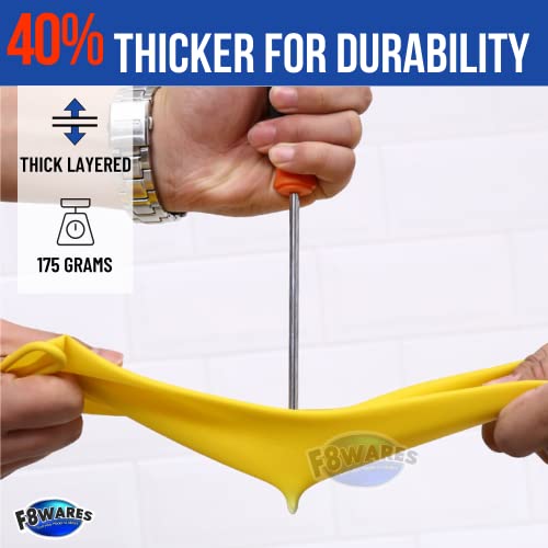 F8WARES Thick And Heavy Duty Latex Rubber Gardening Gloves - Garden Gloves - Long Hand Gloves For Gardening Work Holding Gardening Tools Pack 1 Pair Yellow (Large, 14Inch Length), Pack of 1