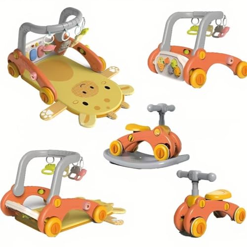 OXIZER ベビージム プレイマット 赤ちゃん 5 in 1 プレイジム&ウォーカー 押し車 あんよでキック 折りたたみ式 コンパクト収納 赤ちゃん おもちゃ 室内遊び 知育玩具 誕生日プレゼント 出産祝い 男の子 女の子 0〜3歳 (キリン)
