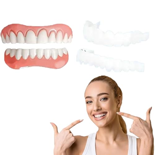 LIUYIDM Silikon-Zahnersatz-Set, Silikon-Prothesen-Set, Zahnersatz-Set, Silikon-Zahnersatz, Vollmund, zahnprothesen, Zahnersatz oben und unten, Prothesen-Reline-Set, Schnapp-Zahnersatz-Set