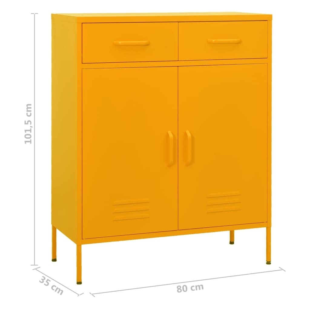 vidaXL Armario de Almacenamiento Aparador Librería Alacena Estantería Organizador Muebles Hogar Estable Acero Amarillo Mostaza 80x35x101,5 cm