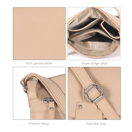Image of Oak Leathers Leather Crossbody Bag For Women With Adjustable Sling Strap - Medium Size Crossover Shoulder Handbag Purse