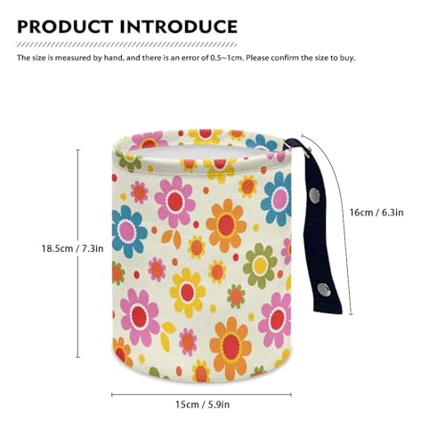 Image of Cute Hippie Flower Mini Car Trash Bin Car Garbage Can Car Storage Bag Waterproof Multipurpose Car Organizer Car Accessories for Women Interior