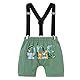 FYMNSI Dschungel Baby Jungen 1. Geburtstag Party Outfit Waldtier Baumwolle Kurzarm Strampler Body Shorts Hosenträger König Krone Hut Bekleidungsset Fotoshooting Kostüme 4tlg Erbsengrün 12-18 Monate