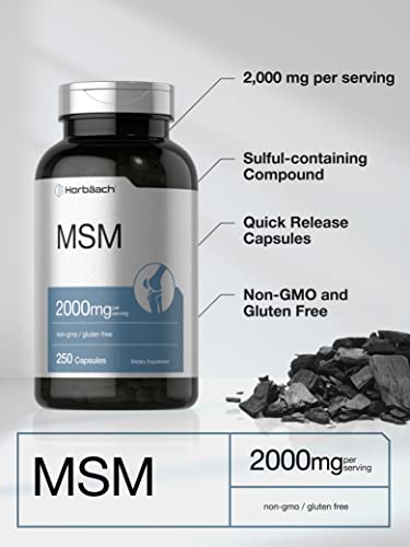 Msm Supplement Capsules | 2000Mg | 250 Count | Non-Gmo And Gluten Free Formula | Methylsulfonylmethane | By Horbaach #TOP2