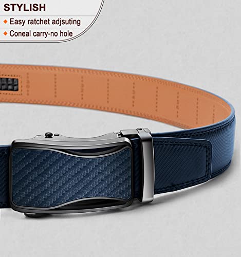 Bulliant Mens Ratchet Belt, Leather Adjustable Slide Belt For Mens Dress Casual Pant 1 3/8",Size Adjustable #TOP1