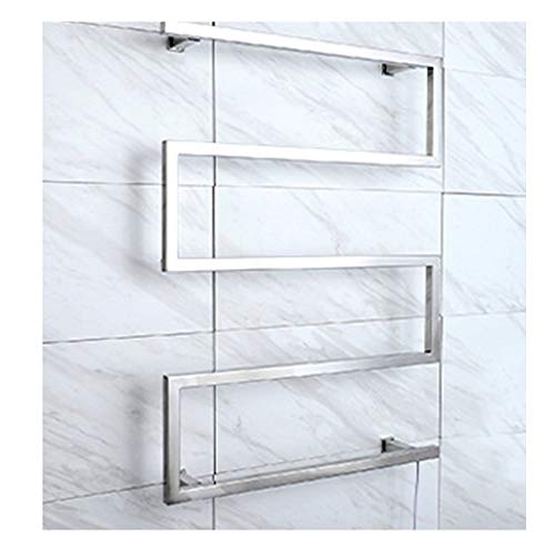 Scaldasalviette Elettrico da Parete con Timer, 5 Barre, Spina, stendibiancheria Impermeabile e Lucido, Dimensioni 80 x 60 cm, 90 W., Silver-Hardwired