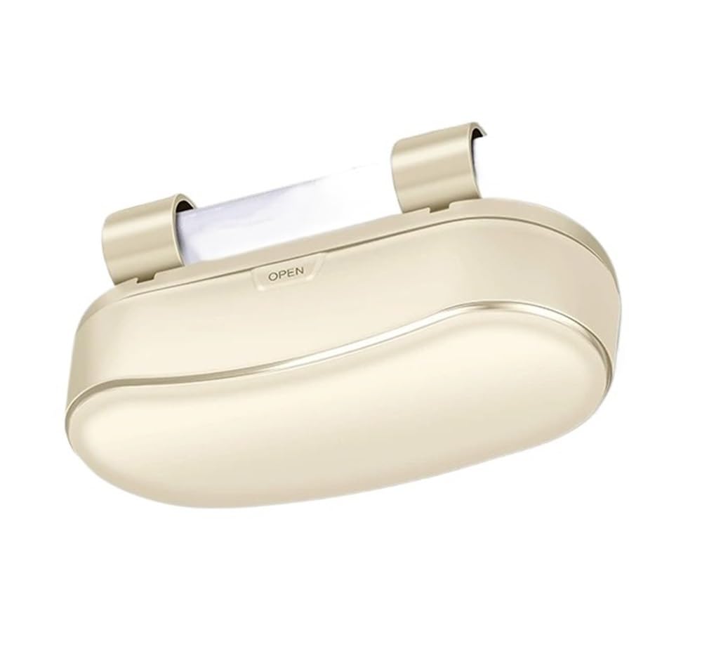 Amibvzhang Beige 2Pc Car Sunglasses Holder For Sun Visor Auto Eyeglasses Protective Storage Case Vehicle Glasses Accessories Organizer Box(Beige)