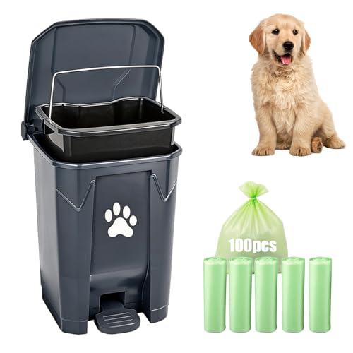 Outdoor Dog Poop Trash Can Dog Waste Container with Lid Odor Control