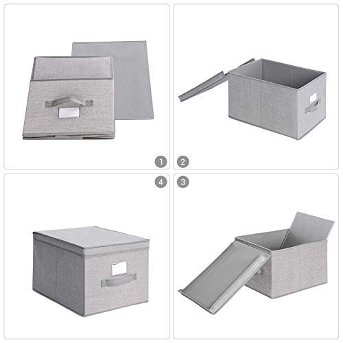 SONGMICS 3 st. set Opbergbox met deksel, stoffen vouwboxen met etikethouder, stoffen box, kubus, 40 x 30 x 25 cm… - Image 7