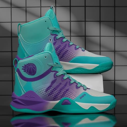 Men's Mesh Breathable Thick-Soled Non-Slip Lace-Up Basketball Shoes High-Top Lightweight Shock-Absorbing Sports Shoes Suitable for Playing Basketball, Running, and Playing Tennis4