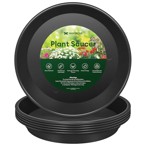 Maygrove 6 Pack Plant Saucer, 8 10 12 inch Plant Saucers for Indoor, Heavy Duty Plastic Plant Trays for pots, Grow Bags, Bird Baths, Flower Drip Trays for Indoor and Outdoor Uses (8