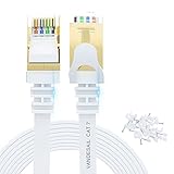 VANDESAIL Cat 7 Ethernet Cable 50 ft, Triple Shielded Solid Flat Internet Network Computer Patch...