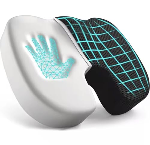 Maison Marbella, Cojín Coxis Ortopédico, Cojin Ergonomico Memoria Portátil, Cojín Viscoelástico, Cojín Coxis Silla de Oficina, Sillas Gaming, Coche, Negro Transpirable Malla.