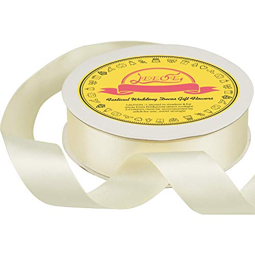 Image of Double Face Ivory Satin Ribbon 1 inch X 25 Yards Polyester Ivory Ribbon for Gift Wrapping Very Suitable for Weddings Party Hair Bow Invitation Decorations and More