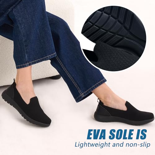 Image of Buyrew Loafers for Women - Comfortable Mesh Knit Slip On Walking Shoes with Arch Support - Dressy Business Casual Work Flats for Standing All Day - Lightweight Breathable Penny Loafers