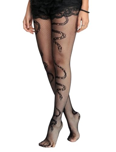 Image of Mrotrida Women's Fire Patterned Fishnet Tights Sexy Elastic Blaze Pantyhose Leggings Fire Mesh Stockings