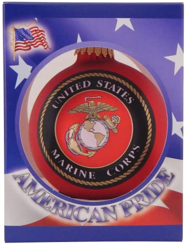 Christmas By Krebs 3 1/4" (80Mm) Made In The Usa Designer Seamless Flame Red Military Patriotic Glass Christmas Ball Keepsake Ornament, Marine Corps #TOP3
