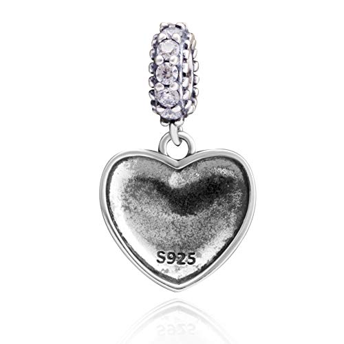 Abun American Usa Flag Heart Charms 925 Sterling Silver Patriotic Love Beads Fits European Charms Bracelet (Dangling Heart) #TOP2