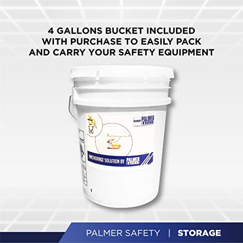 Palmer Safety Fall Protection Roofing Bucket Kit I Full-Body Harness, 50' Vertical Rope & Anchor Set I Construction Fall Arrest Kit For Roofers & Construction Workers I Osha & Ansi Compliant Equipment #TOP5
