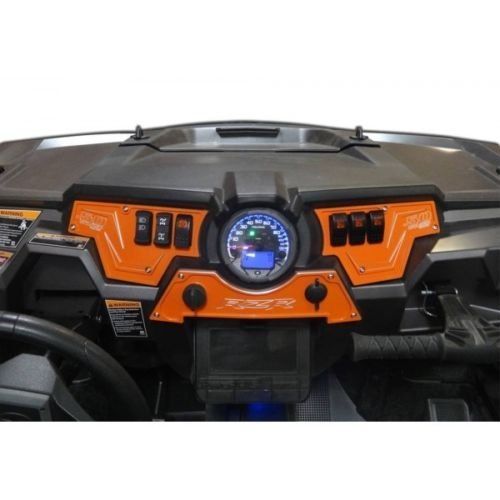 50 Caliber Racing 6 Switch 3 Piece Dash Panel with 4 Rocker Switches - Powdercoat Orange - Compatible with Polaris RZR XP1000 [5357A15]