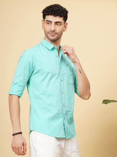 Image of The Indian Garage Co Men Slim Fit Solid Full Sleeves Cutaway Collar Casual Shirt