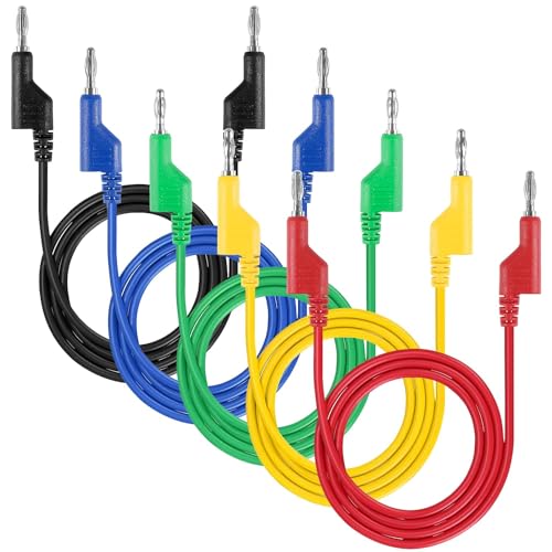 Image of 5pcs Banana to Banana Plug Test Lead Set, 4mm Stackable Banana Plug Test Lead for Multimeter, Flexible Electrical Test Wire 3.3ft /1m 1000V 15A