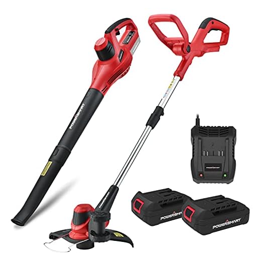 PowerSmart PS76115A 20V Lithium-Ion Cordless String Trimmer/Edger and Blower Combo Kit (Include Two Battery and Charger)