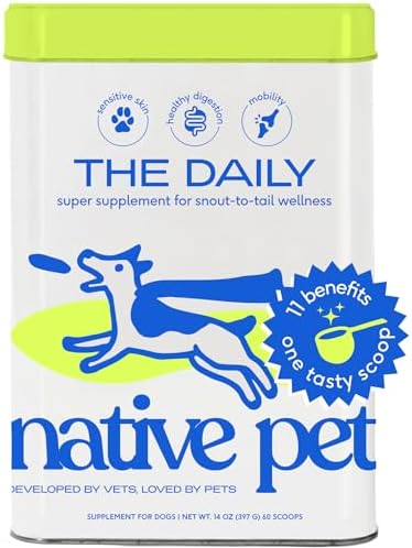 Native Pet The Daily Dog Supplement – 11 in 1 Dog Multivitamin – Tasty Scoop with Dog Vitamins and Supplements – Super Multi Vitamin for Dog Energy, Mobility, Skin & Coat – 12 Active Ingredients 14 oz
