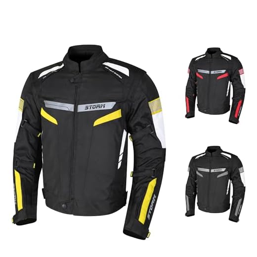 Generico Storm Giacca Moto 4 Stagioni in Cordura Maniche Rimovibili e Membrana Impermeabile Protezioni CE Spalle Gomiti Schiena Pannelli Riflettenti e Interno Termico