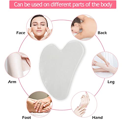 Hanxer Gua Sha Facial Tool, Natural Healing Crystal Massager For Face Body Skin Lifting Tool To Reduce Puffiness, Suitable For Beauty Care, Scraping And Spa Acupuncture Treatment(White) #TOP3
