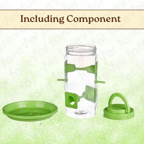 Image of FORREVER Bird Feeder & Water Dispenser for Balcony-Garden | Hanging Seed Feeder with Water Tray | Sparrow, Parrot & Small Bird Feeder | Easy-Clean, Outdoor Feeding Station (Set of 2)