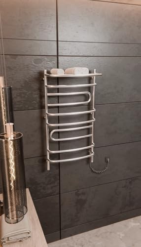 Elna Smart Towel Warmer - Radiador eléctrico de baño (170 W, 1000 x 530 mm, acero inoxidable cromado, con termostato, temporizador y función Eco - 2 brazos móviles IP44 - para sala