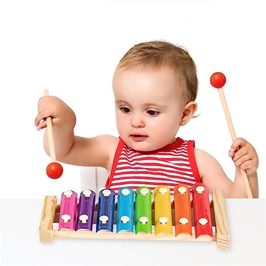 Buy Goyal's Wooden Xylophone Colorful 8 Different Tones Hand Knock