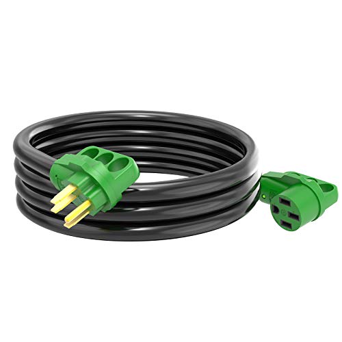 Black Friday - 40% OFF RVGUARD 50 Amp 15 Feet RV Power Extension Cord, Heavy Duty STW Wire with LED Power Indicator and Storage Bag, 14-50P/R Standard Plug, Green, ETL Listed