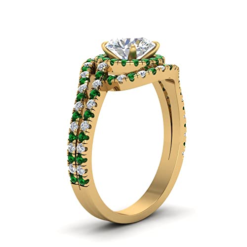 Bijoux fantaisie bague halo de diamants ronds plaqué or jaune cadeau romantique