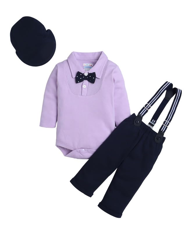 Image of BUMZEE Baby Boys Regular Fit Full Sleeves Collar Neck Cotton Bodysuit Set