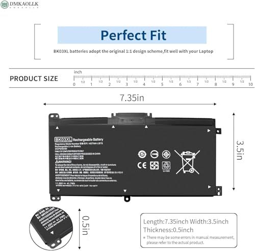 Image of BK03XL Laptop Battery for Compatible HP BK03XL BK03041XL HSTNN-UB7G 916366-541 916366-421 Laptop Battery