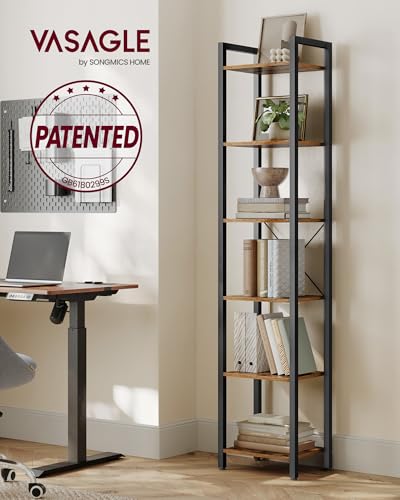 VASAGLE 6-Tier Bookshelf, Bookcase, Shelving Unit, 39.6 x 30 x 187 cm - Image 4