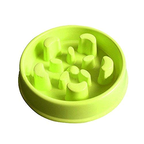 Antideslizante Slow Feed Bowl Dog Cat Mascota Slow Down Comer Comedero Interactive Feed Bowl Previene El Hinchamiento Y La Canesidad Base de Goma (Color : Green)